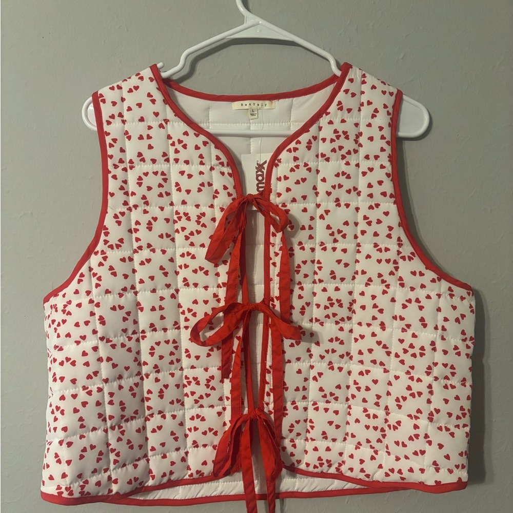 Red and White Heart Patterned Vest